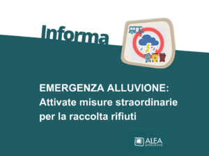 AGGIORNAMENTO SUI SERVIZI E SULLE MISURE STRAORDINARIE PER I RIFIUTI DA ALLUVIONE