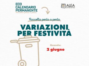 ALEA AMBIENTE INFORMA – Variazione raccolte per festività: 02 giugno
