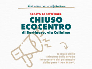 NEWS SUI SERVIZI – BERTINORO – Chiusura Centro di Raccolta sabato 20/09/2025