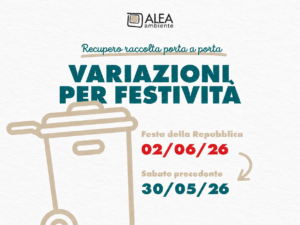 ALEA AMBIENTE INFORMA – Variazione raccolte per festività: Martedì 2 Giugno